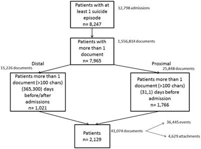 Identifying features of risk periods for suicide attempts using document frequency and language use in electronic health records